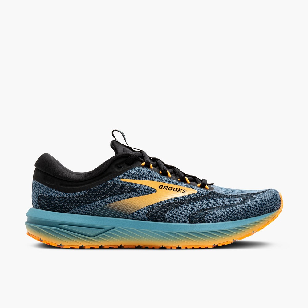 Chaussures Running Route Brooks Revel 7 Bleu Noir Orange Homme | WHG-9712438